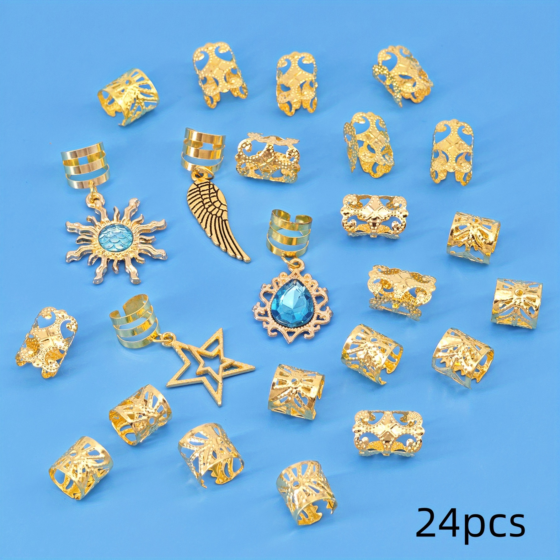 24pcs Baroque Sea Elements Dreadlocks Hair Accessories For Jewelry Dreadlock Braid For Women Music Festival
