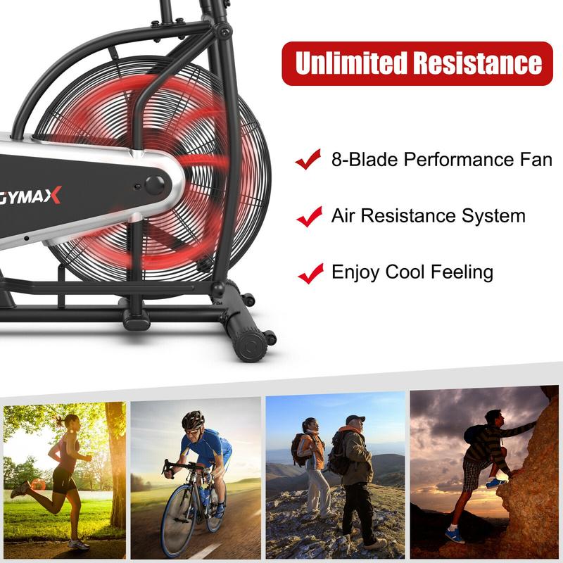 Temu upright air bike unlimited resistance black
