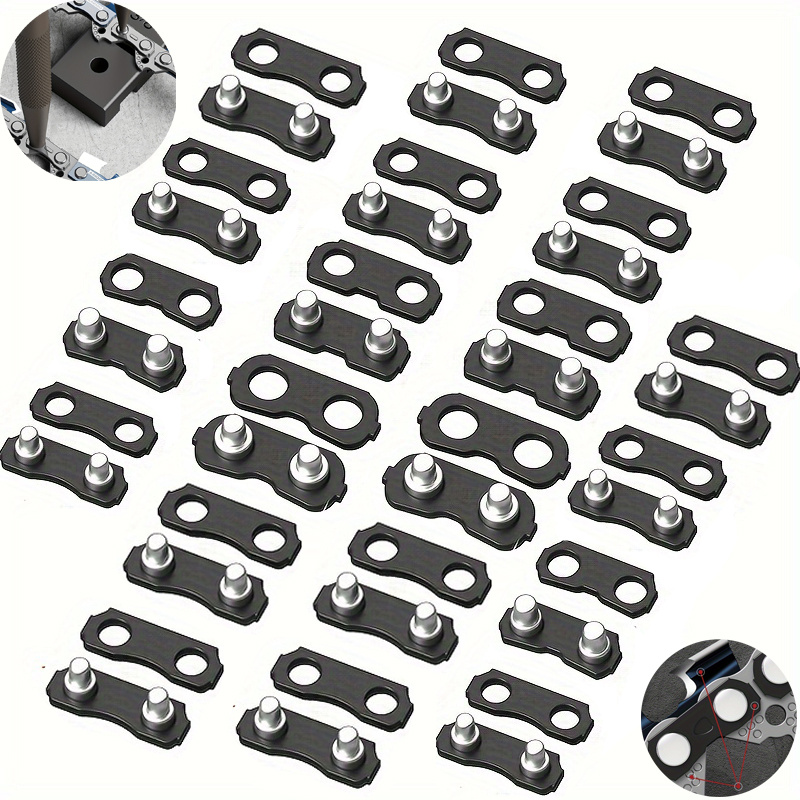 Image of 20 Pairs Chainsaw Chain Links - Durable Metal Joint Buckles For 3/8" 325" 3/8"lp Pitch- & Outdoor Repair Accessories