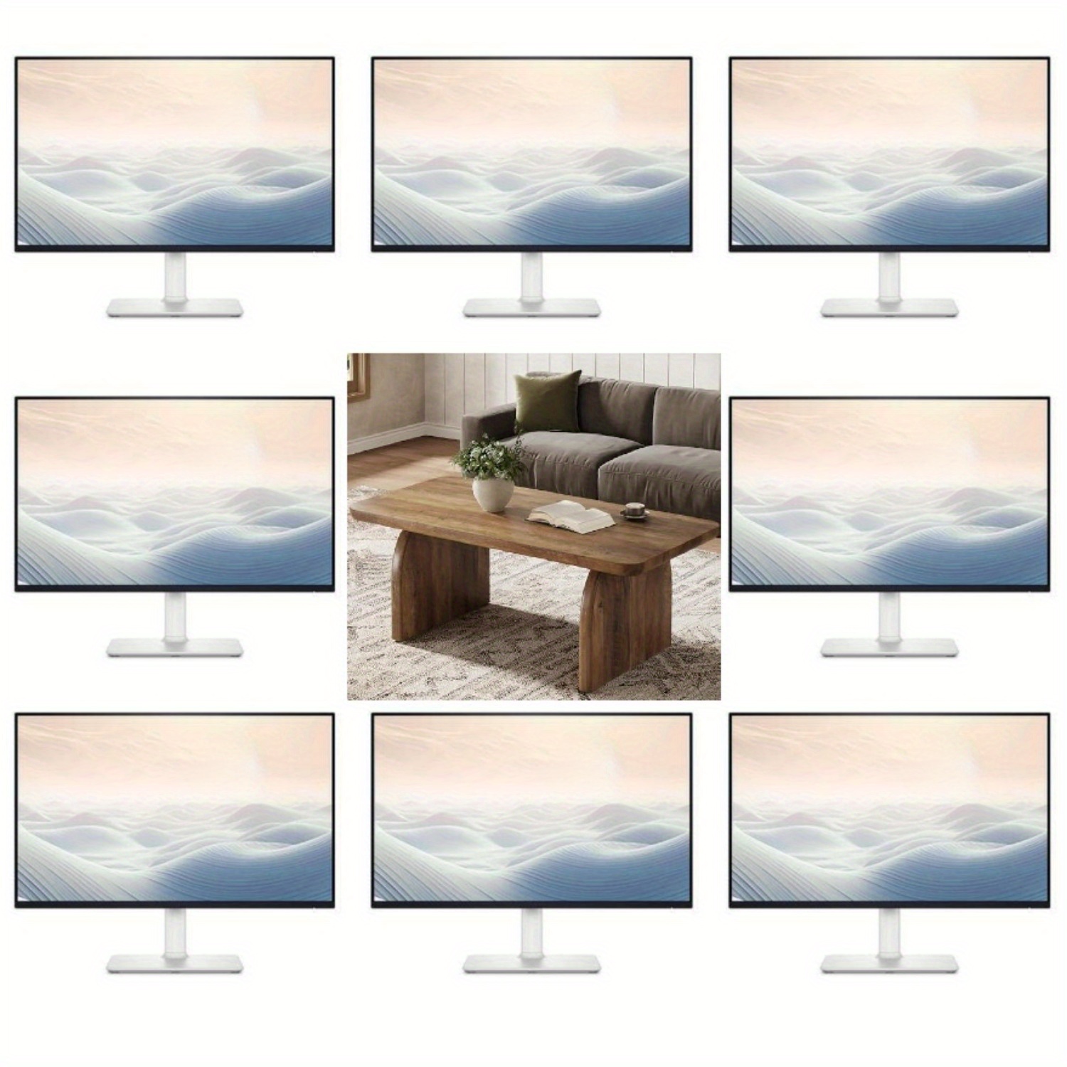 Large Coffee Table Suitable For Living Room - 47-inch Mid-century Rectangular Center Table With Rounded Corners, , Easy Assembly Minimalist Low-profile For Sofa & Lounge Furniture