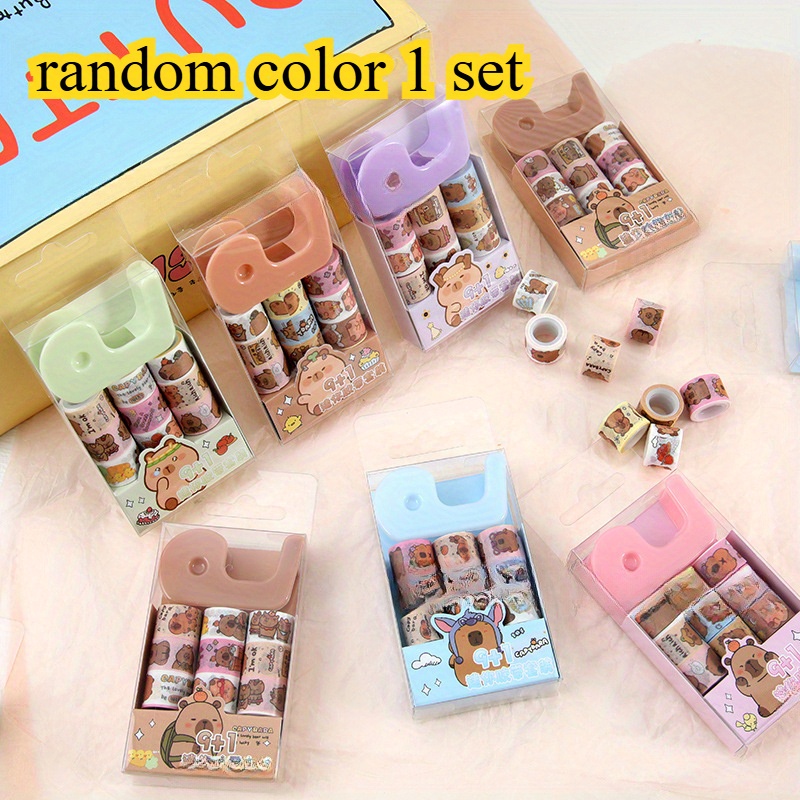 Random Set [9+1] Capibala Mini Paper Tape Set Handheld Diy Stickers