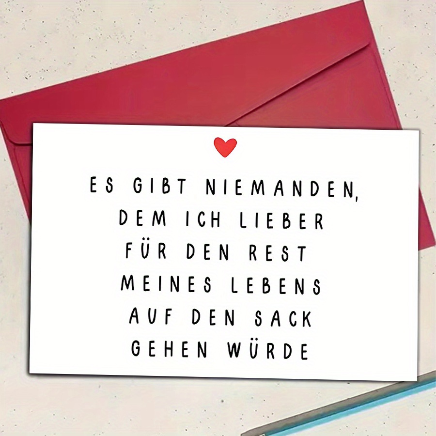 E-shop ., Romantische Deutsche Valentinstags-Grußkarte mit Umschlag (12cm*17cm), Geeignet für Ehemann, Ehefrau, Seine oder Ihre Karte, Valentinstag,