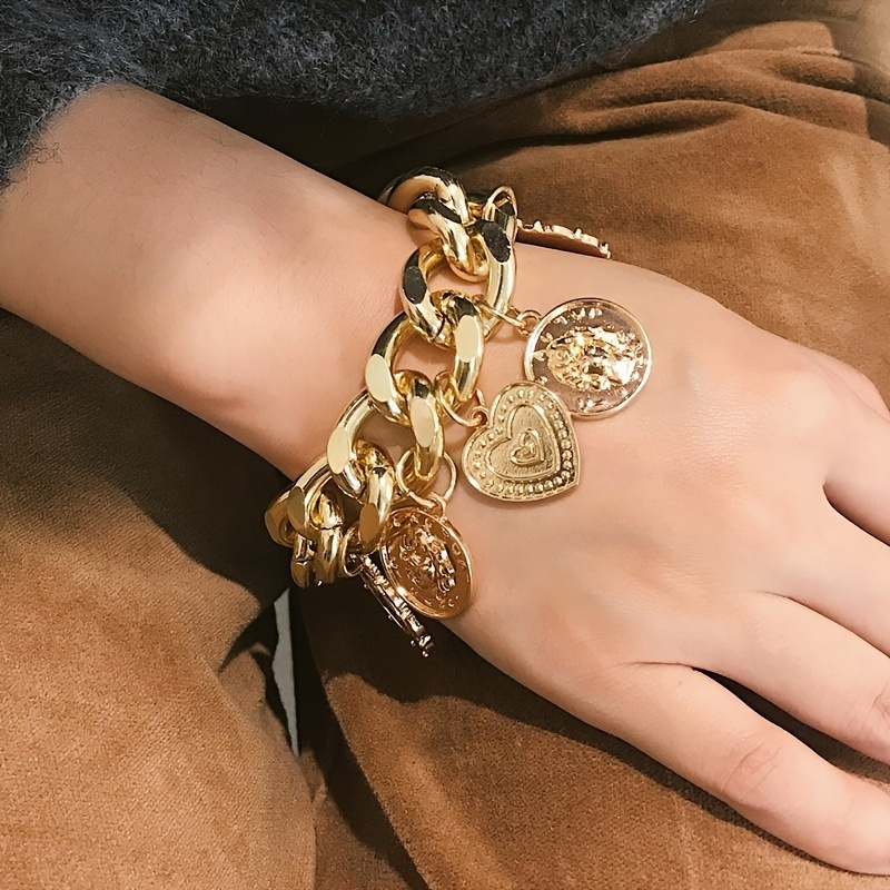

A Of Vintage Hip-hop Embossed -shaped Bracelet For Ladies - For Stylish Ladies - High Quality, Durable, To