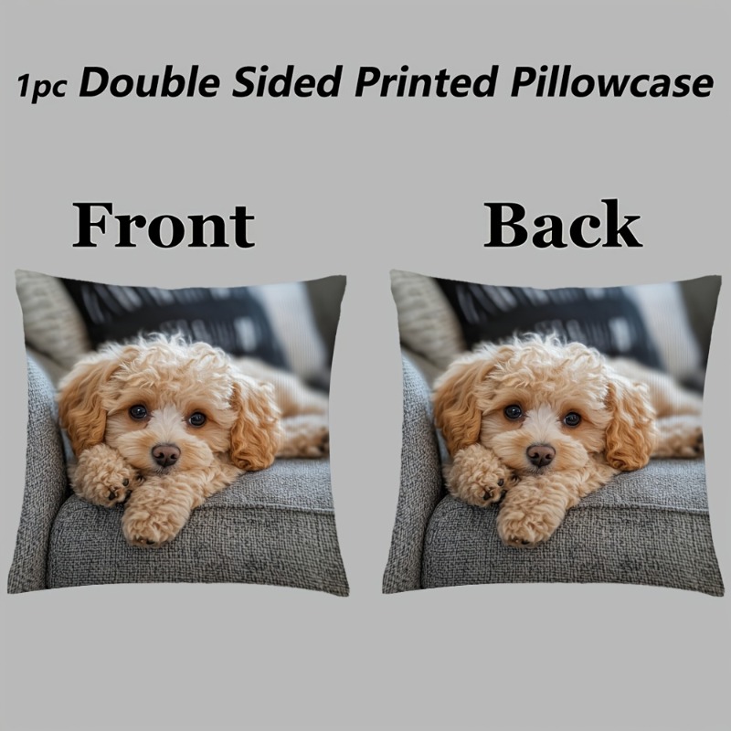 TEMU 1pc Charming Puppy Resting Double-sided Printed Pillowcase - And Festive Celebrations, Ideal For Christmas, New Year, Valentine's Day Decor,