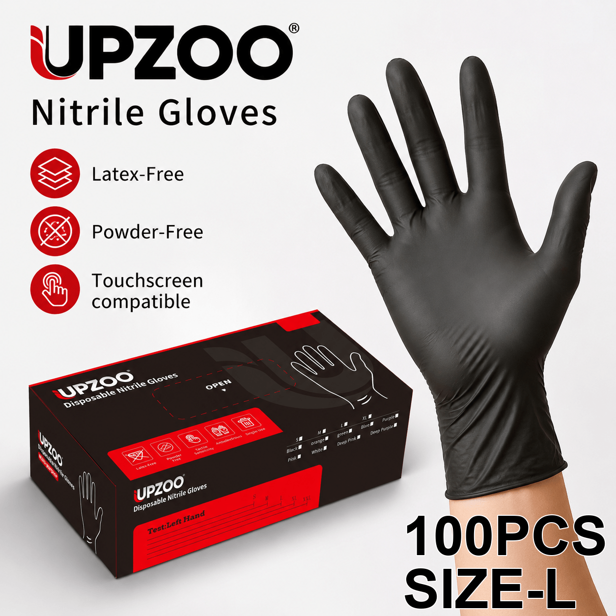 TEMU Boîte de 100 gants jetables en nitrile noir, imperméables, antidérapants et avec une élasticité, adaptés à la peinture, au bain des animaux, au
