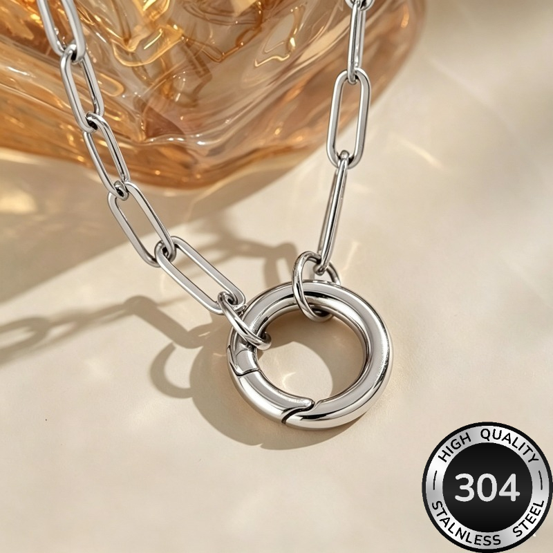 TEMU Necklace, High-quality Trendy 304 Stainless Steel Chain Necklace, Unisex Necklace, Hypoallergenic, Fade-resistant, Women's Jewelry, Hip-hop