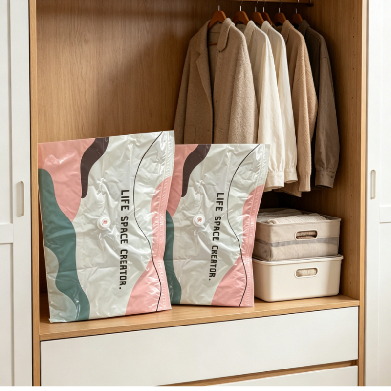 2 Pack 70cm No-pump Vacuum Storage Bags Large Capacity 3d Seal Vacuum Storage Compression Bags Reusable Space Saver Bags For Clothes Comforters Blankets Bedding Organization