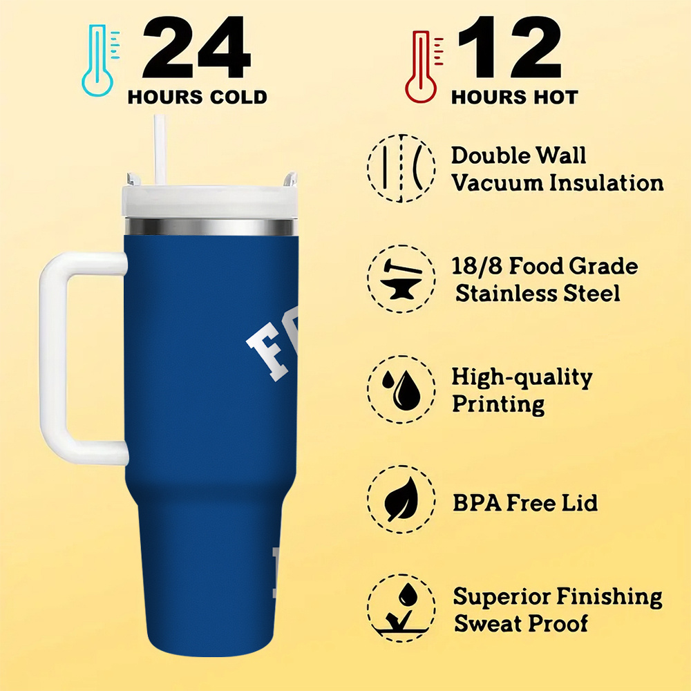 1pc 40oz buffalo football stainless steel tumbler with straw insulated water bottle for coffee milk beer more football   1960 design hand wash only 5