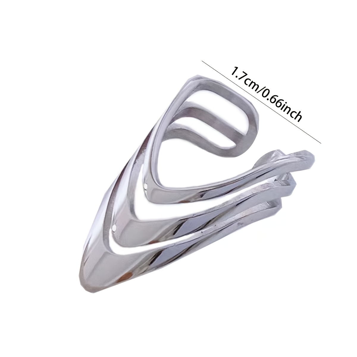 Women's S925 Silver Multi-Layer V-Shaped Statement Ring, Adjustable