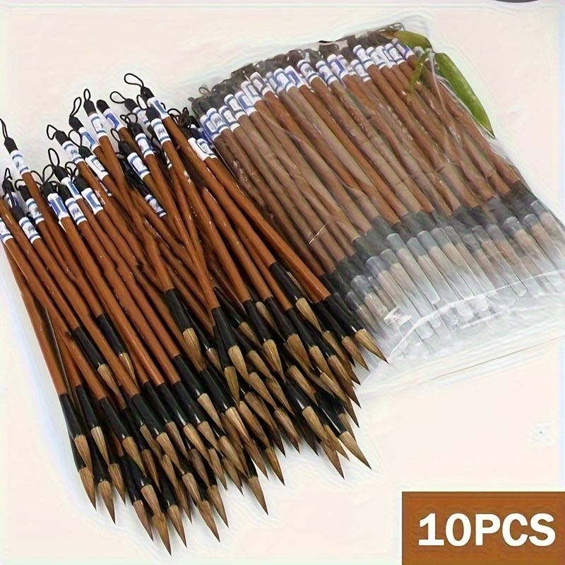 

10pcs/20pcs/30pcs/50pcs Bamboo Writing Brush, Chinese Calligraphy And Painting Brush, Regular Writing Brush