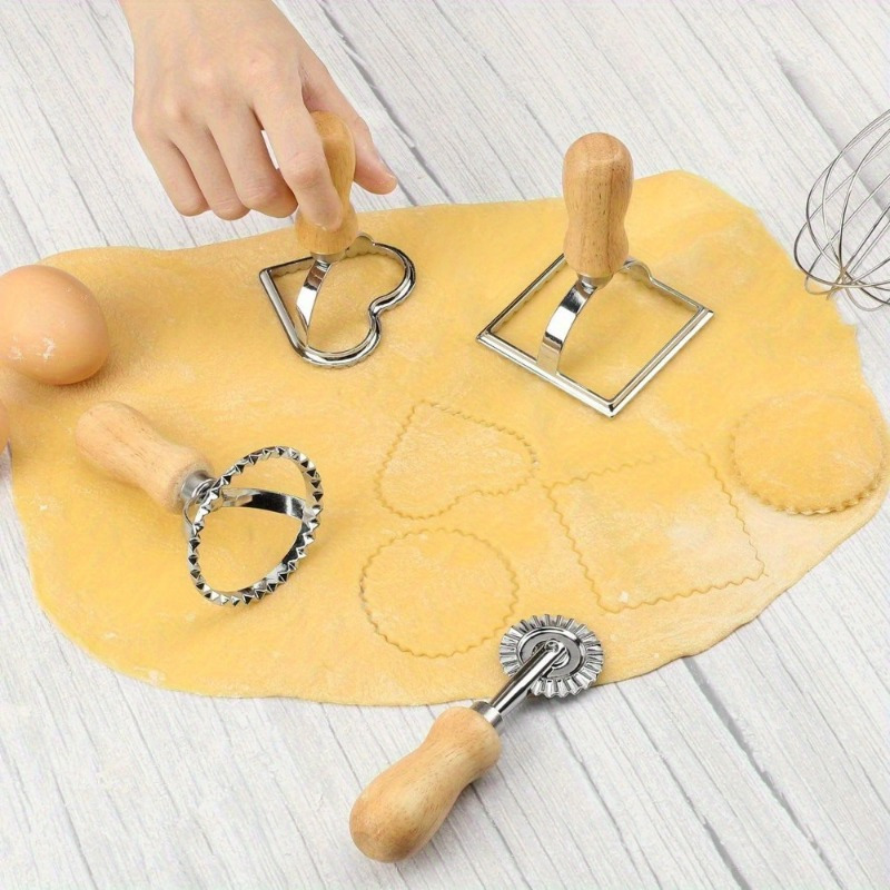 

4pcs Wooden Manual Pasta Wooden Mould And Casting Crimper For And Use Suitable