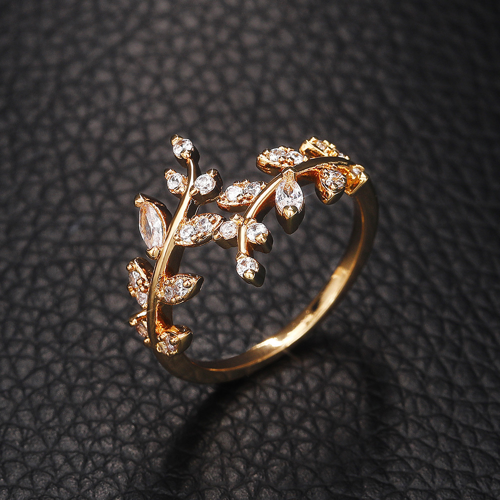 elegant womens vine ring copper alloy synthetic zirconia - Temu