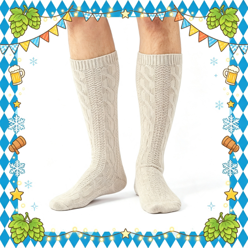 TEMU 1 Pair Men's Knitted Knee-high Socks, Festival Creative Mid-calf Socks, Outdoor Sports Socks, Suitable For Hiking, Men's Creative Birthday Gift,