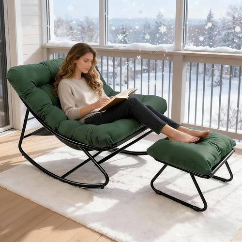 rocking chair with footstool garden rocking chair relax chair living room reading chair with upholstery patio rocking chair up to 150 kg for garden yard bedroom
