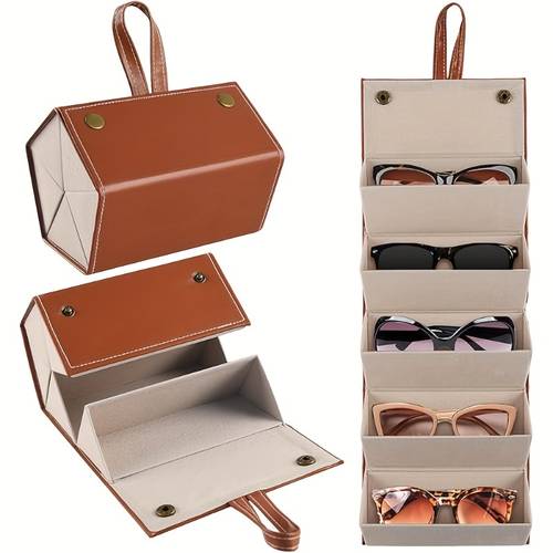 1 item fashion glasses storage box functional 5 compartment glasses case creative high end pu leather glasses case