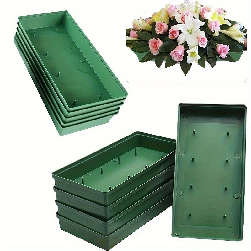 TEMU 6 Stück Grüne Rechteckige Blumenwurzel-Trays mit Gitterdesign - Kunststoff-Landschafts-Trays für Tischdekoration, Hochzeitsdekoration und