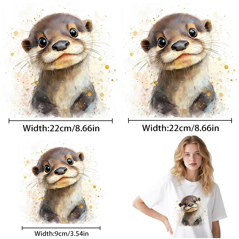 TEMU 3pcs 3pcs Cute Otter Iron-on Transfer Stickers Suitable For Backpacks/pillows/pants/sofa Covers, Diy Patches With Otter Designs, Washable Heat
