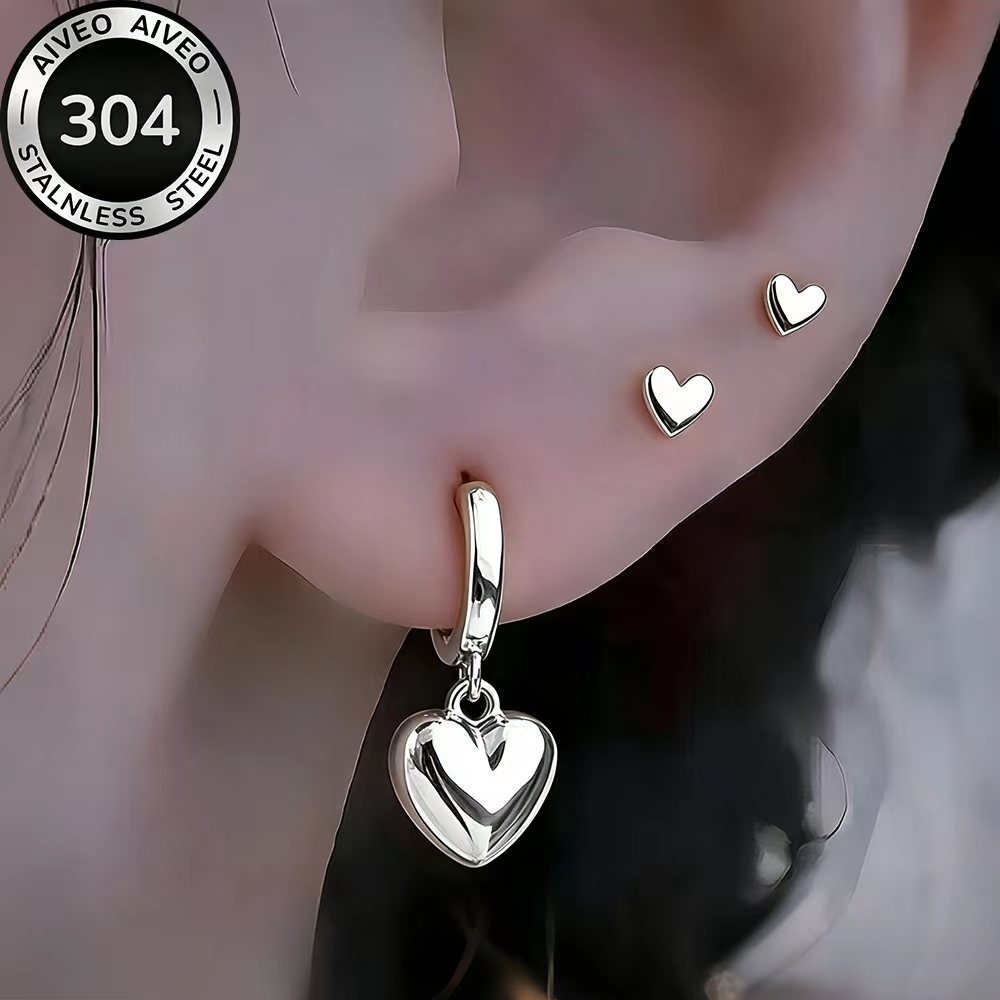 3-Pair Hypoallergenic Golden Stackable Earrings Set