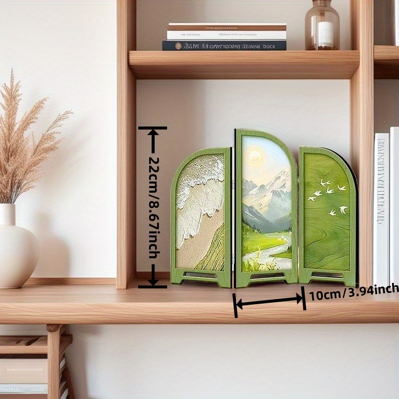 vintage wooden tabletop screen decor zen heart - Temu