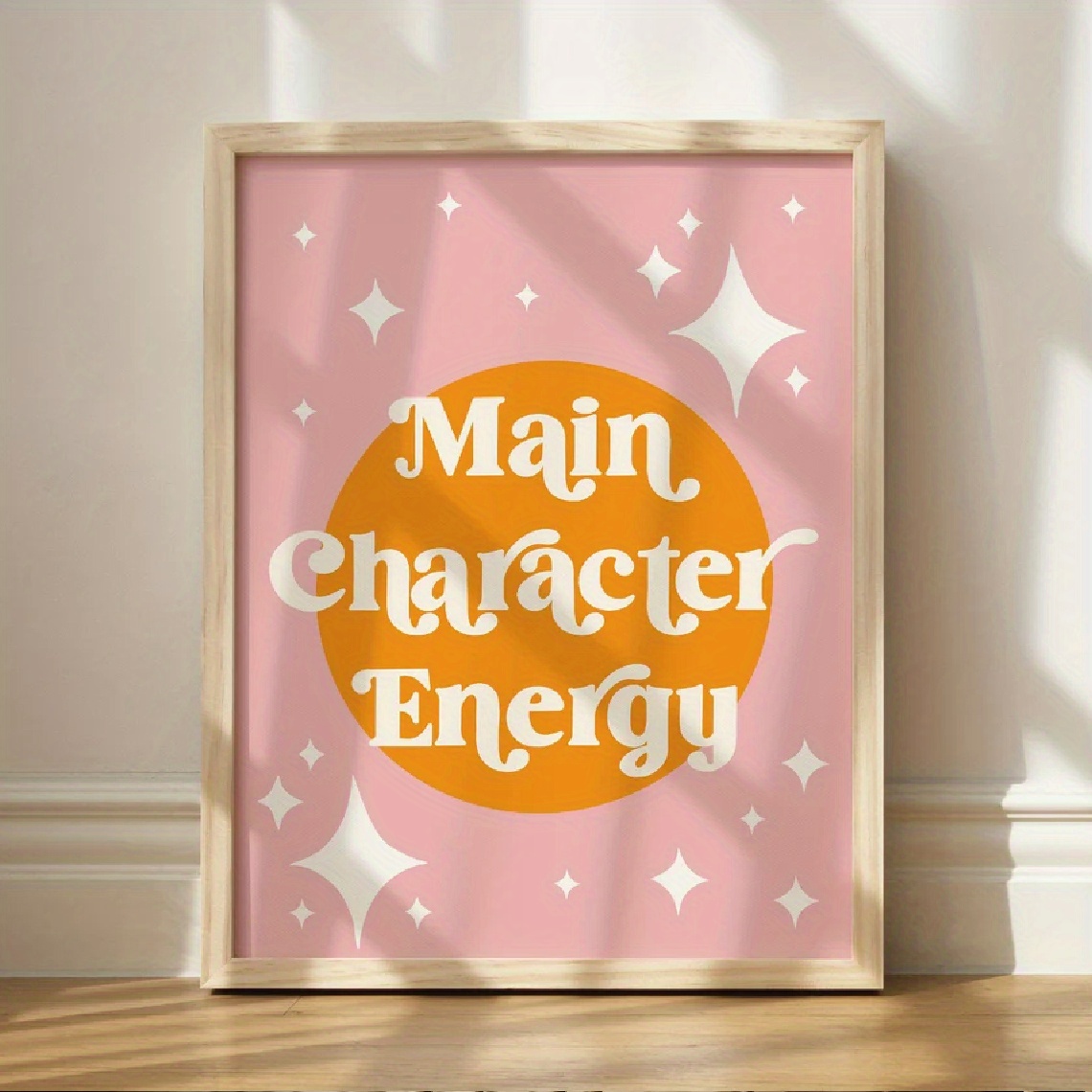 TEMU 1pc, Wall Art, Vintage Poster, Protagonist Energy Art Print, Humor Funny Text Pink Canvas Painting, Living Room Decoration, Bedroom Aesthetic