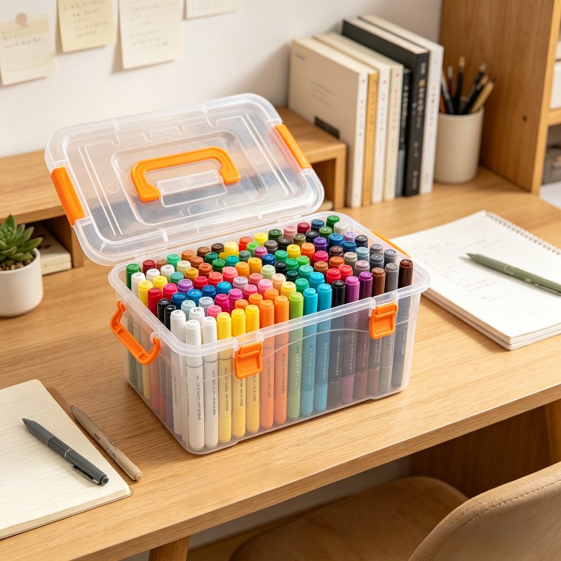 7pcs Transparent Storage Boxes with Lids and Handles