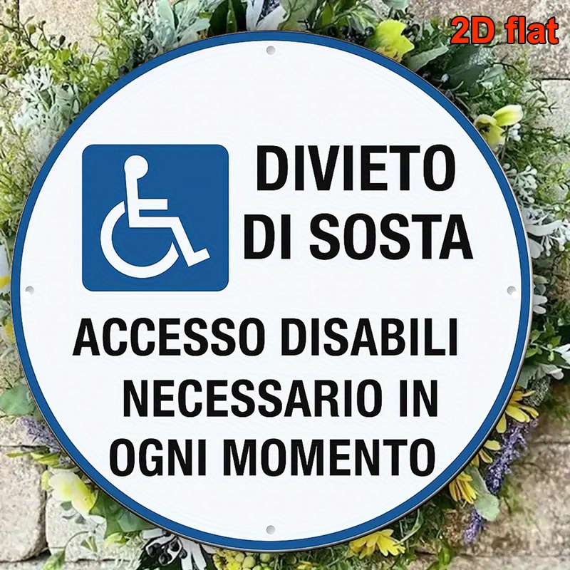 TEMU 2D Flat - Insegna e Placca Decorativa 2D Flat, 1 pz, Insegna Italiana 8X8 Pollici, " Disabili" Placca Decorativa Vintage, Decorazione , Adatta