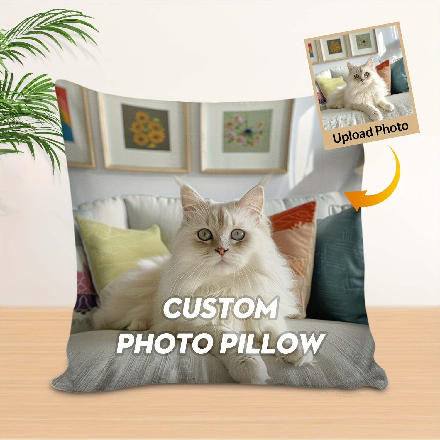 

1pc Custom Photo Pillow Cover 18x18 Inch - Soft Plush, , Machine Washable - Bedroom & Living Room Decor - Ideal Gift For Anniversary, Wedding, Valentine's Day (pillow Insert Not Included)