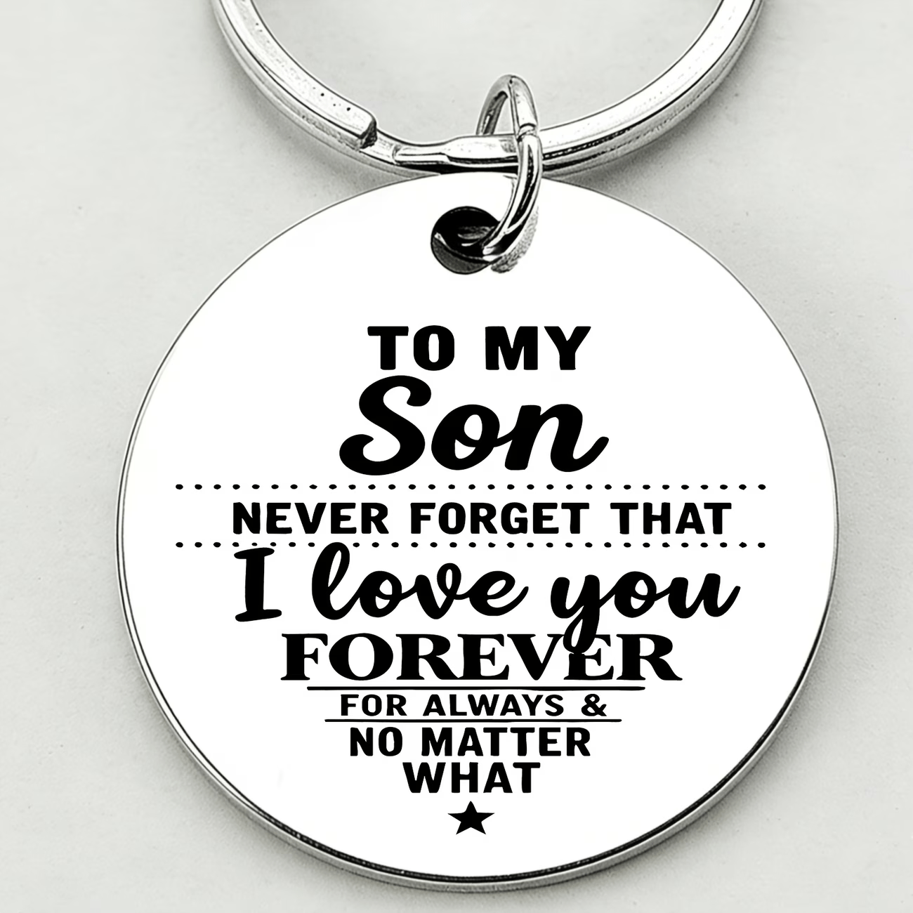 TEMU Round Stainless Steel Keychain, Engraved With 'to My Son That I Love You...' Personalised Text And A Pentagram Pattern, A Durable Keychain, A