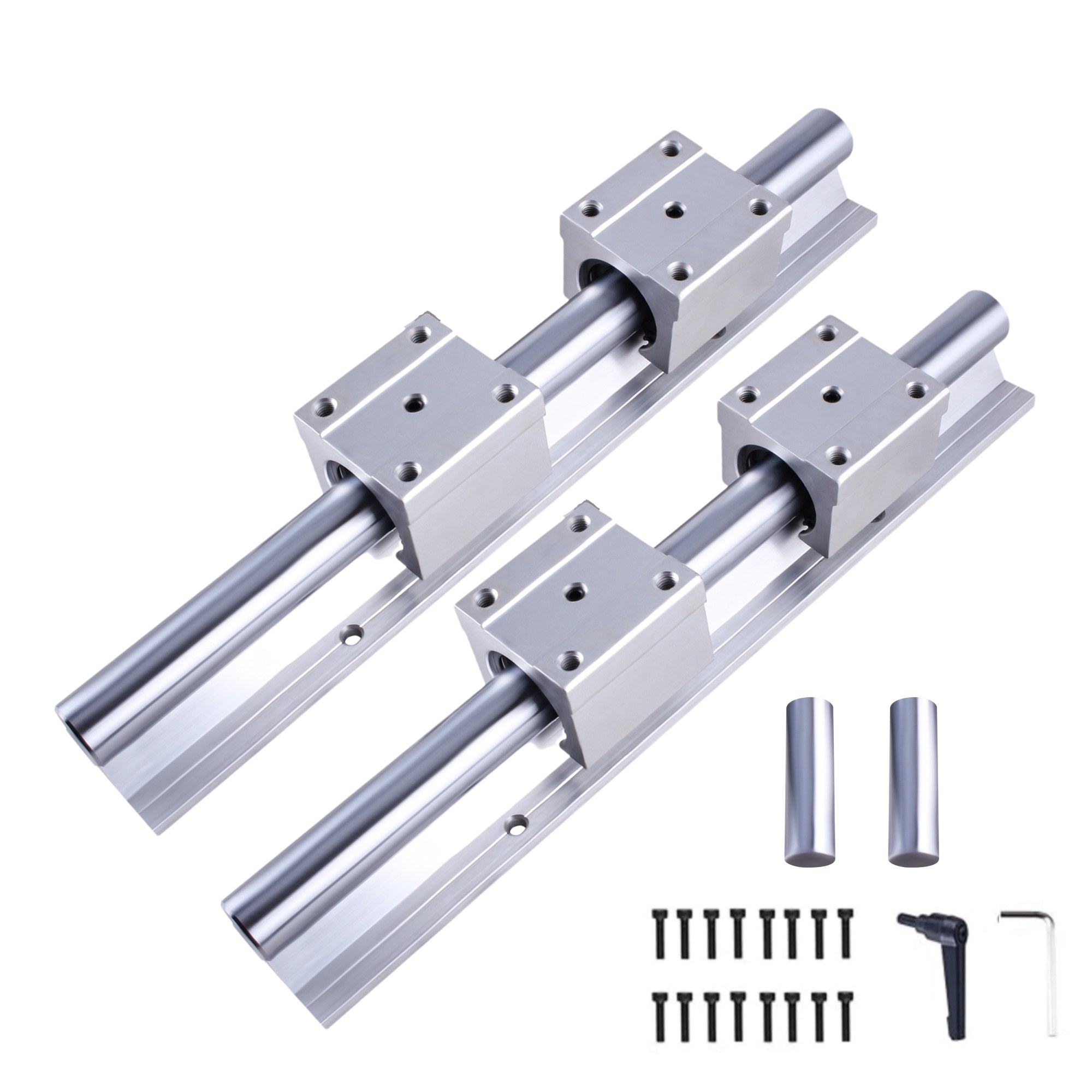 1set Sbr16-3000mm Spliced Linear Rail Kit | 16mm Dia, 2pcs Sbr16 1500 Mm Guide Shaft With 4 Bearing Blocks, Aluminum Alloy, For 3d Printer By