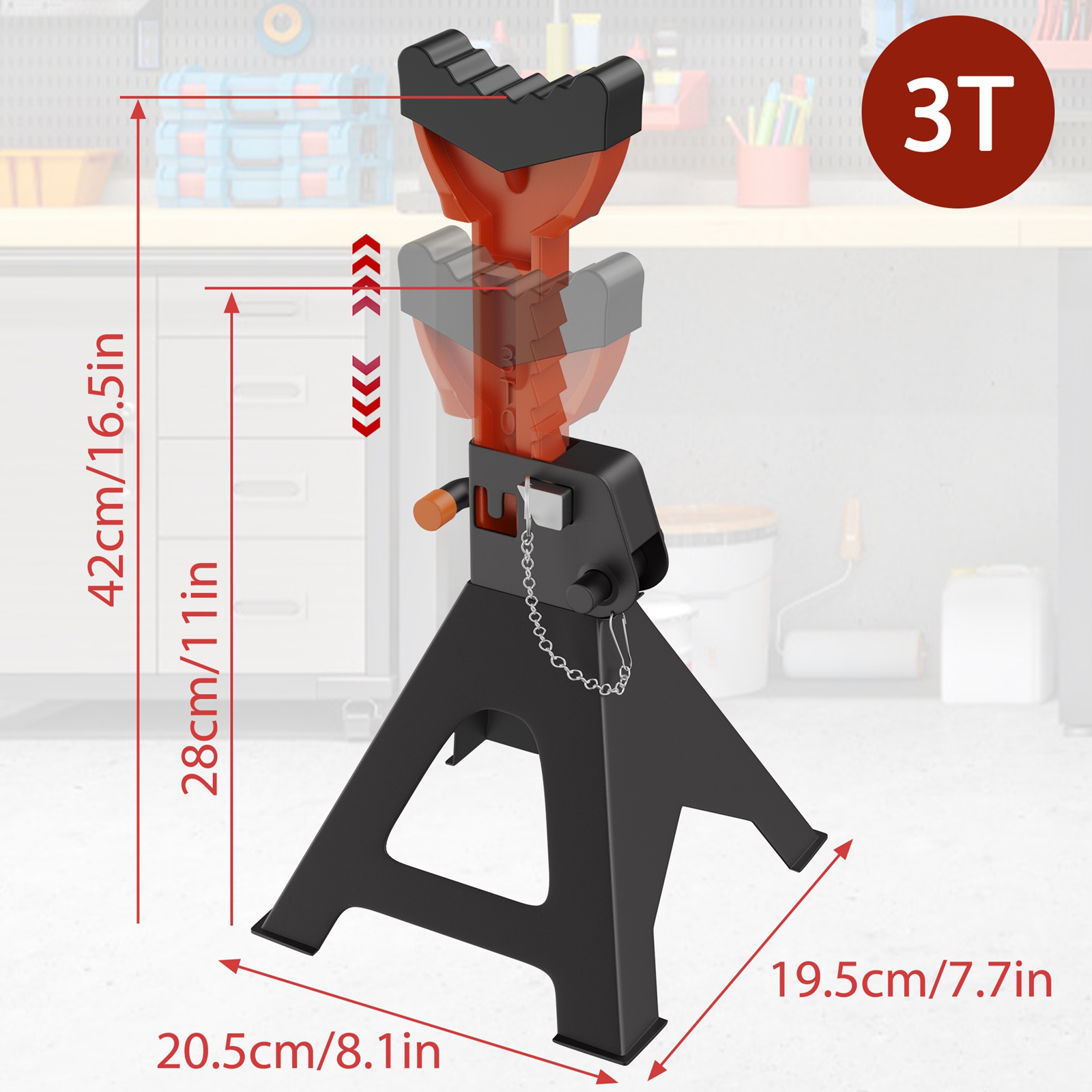 Height Adjustable 28-42cm 2pcs Load 3000kg Car Bracket Support Bracket Support Bracket Parts Steel