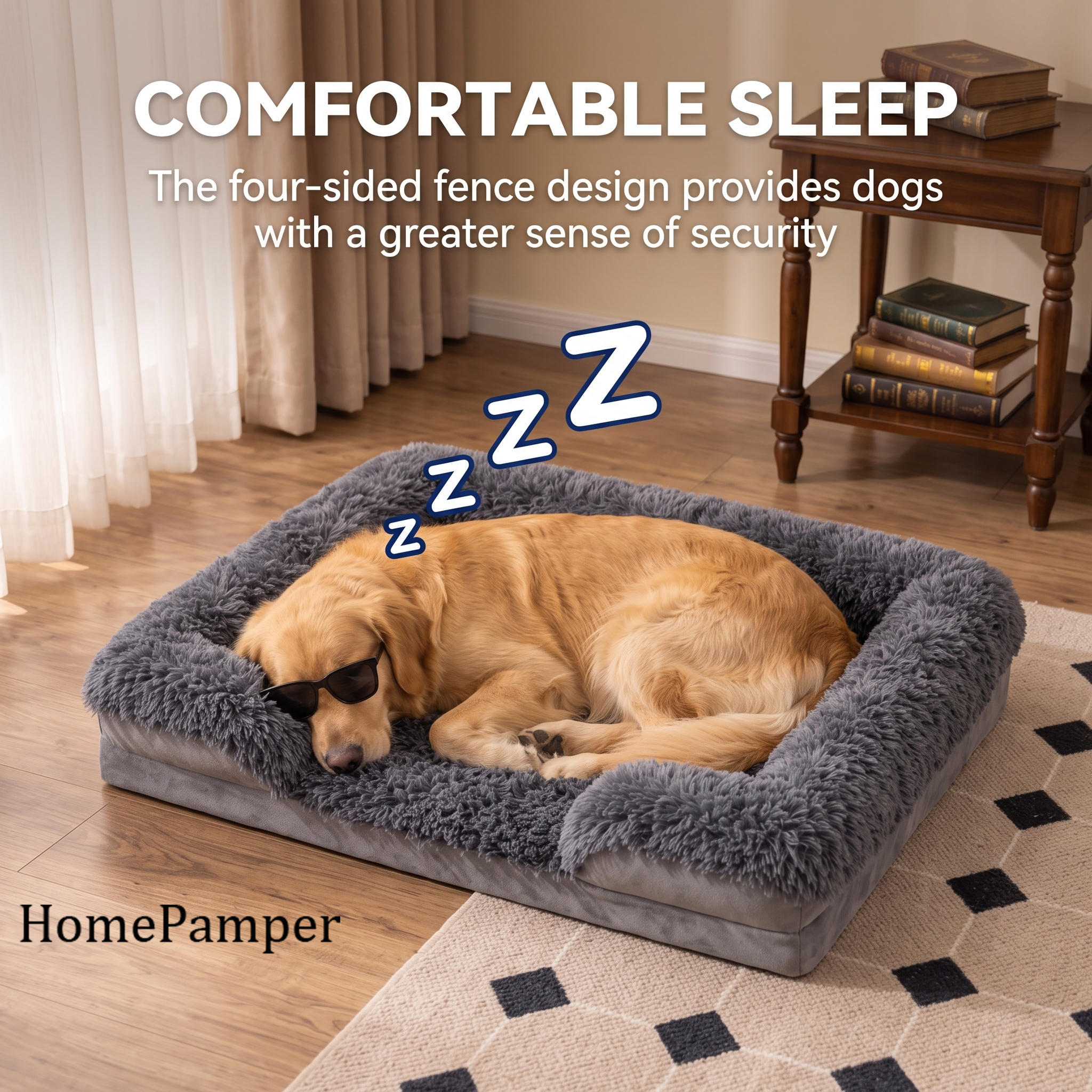 TEMU Orthopedic Dog Bed For Small, Medium& Large Dogs, Supportive Egg Crate Foam Pet Sofa Bed With Raised Bolsters, Soft Plush Sleeping Surface,