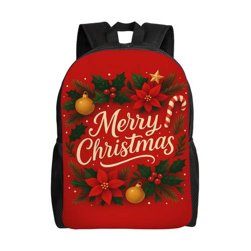 floral merry christmas printed gift mens backpack printed 2 design
