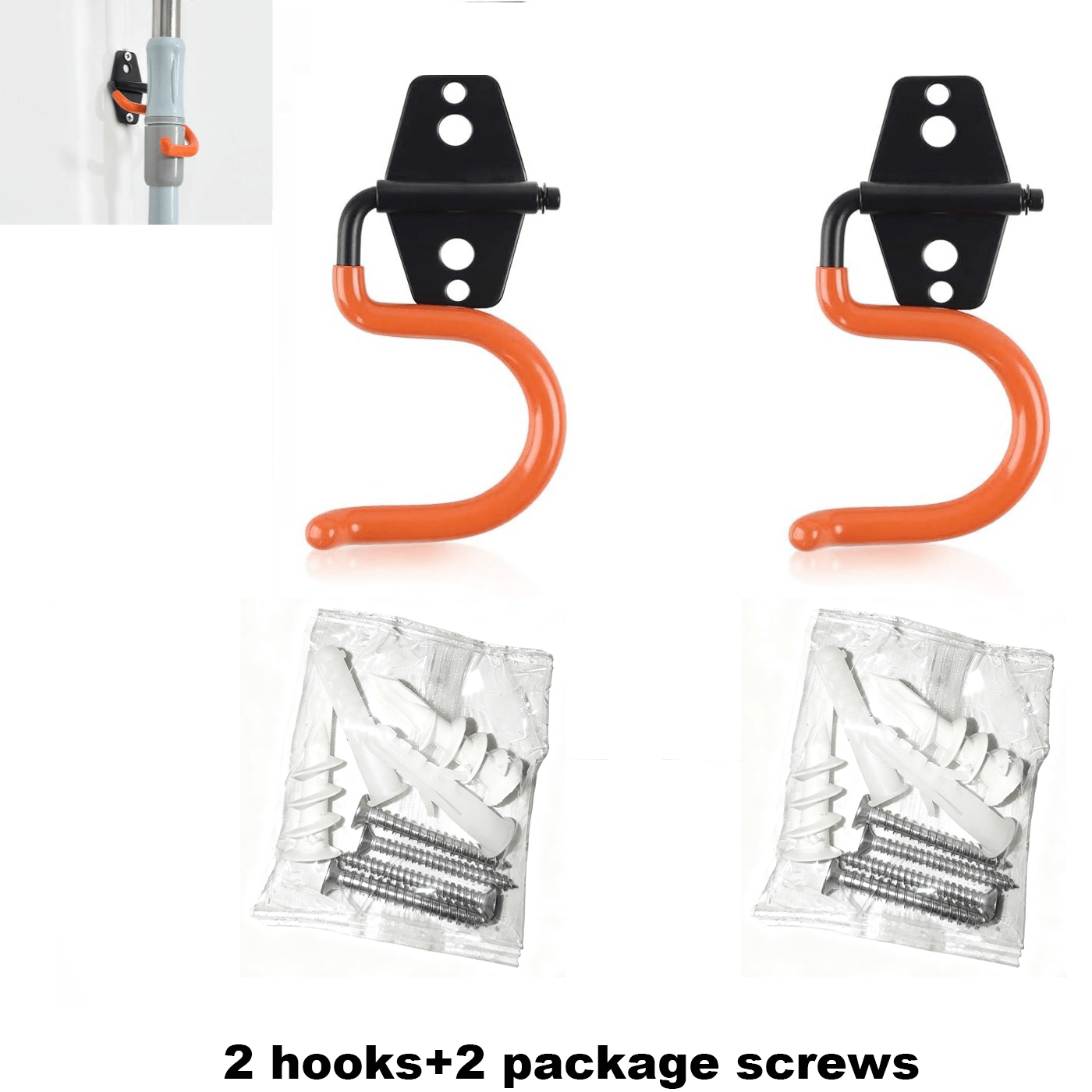 E-shop 4-teiliges Heavy-Duty Garagenhaken-Set, Stahl-Garagenaufbewahrung mit 2 Haken 2 Schrauben, praktischer Werkzeughalter modularer wandmontierter
