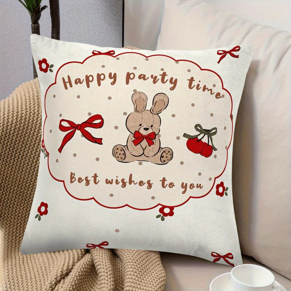 Pink Bow Pillow Covers, 2-Pack – Spring Decor Cushion Covers For Sofa, Couch, Indoor & Outdoor Use