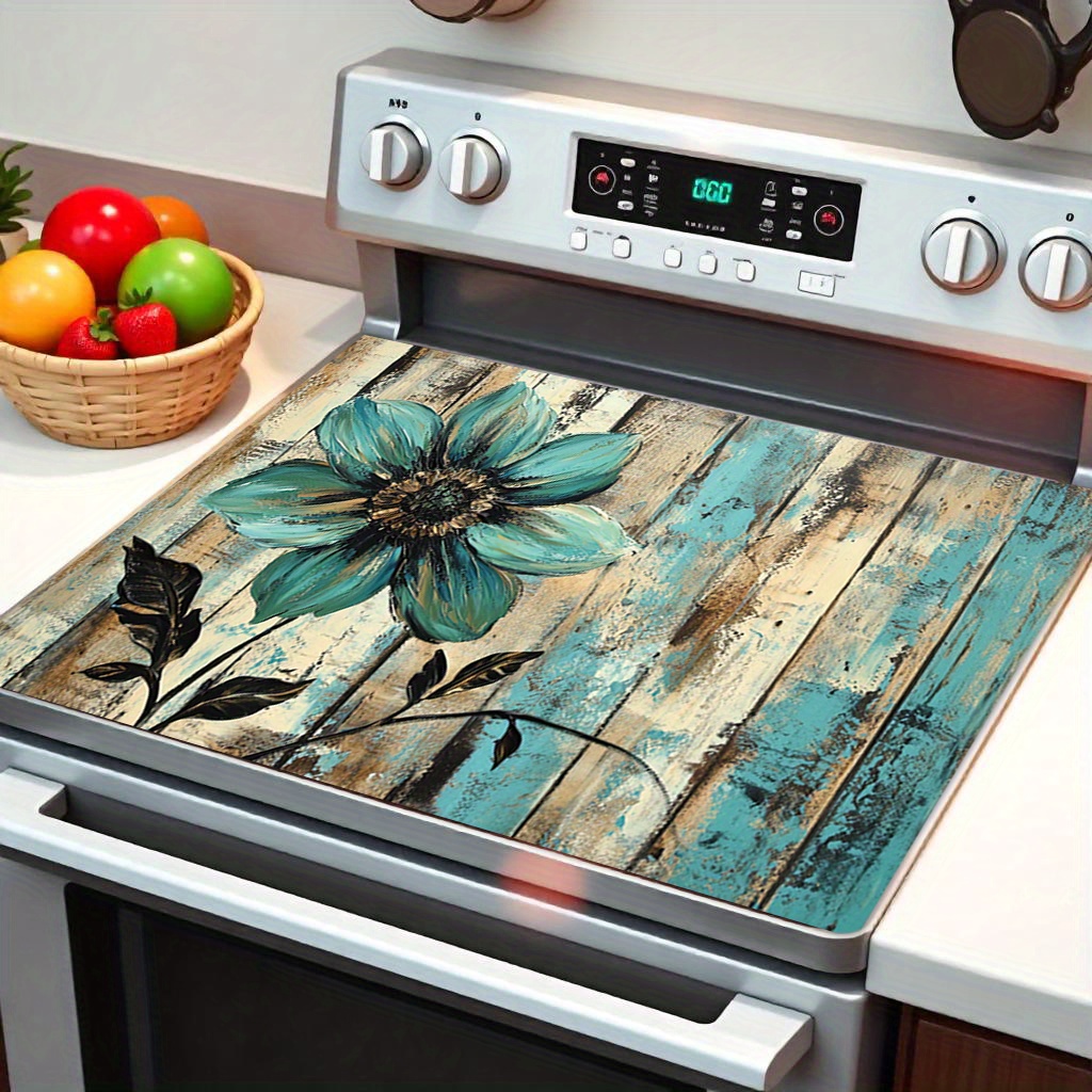 VIESEMBO Thicken Stove Covers, 29.5x21 Inch Heat Resistant Mat For Glass Stove Top Protector, Kitchen Induction Cooktop Flat Protector