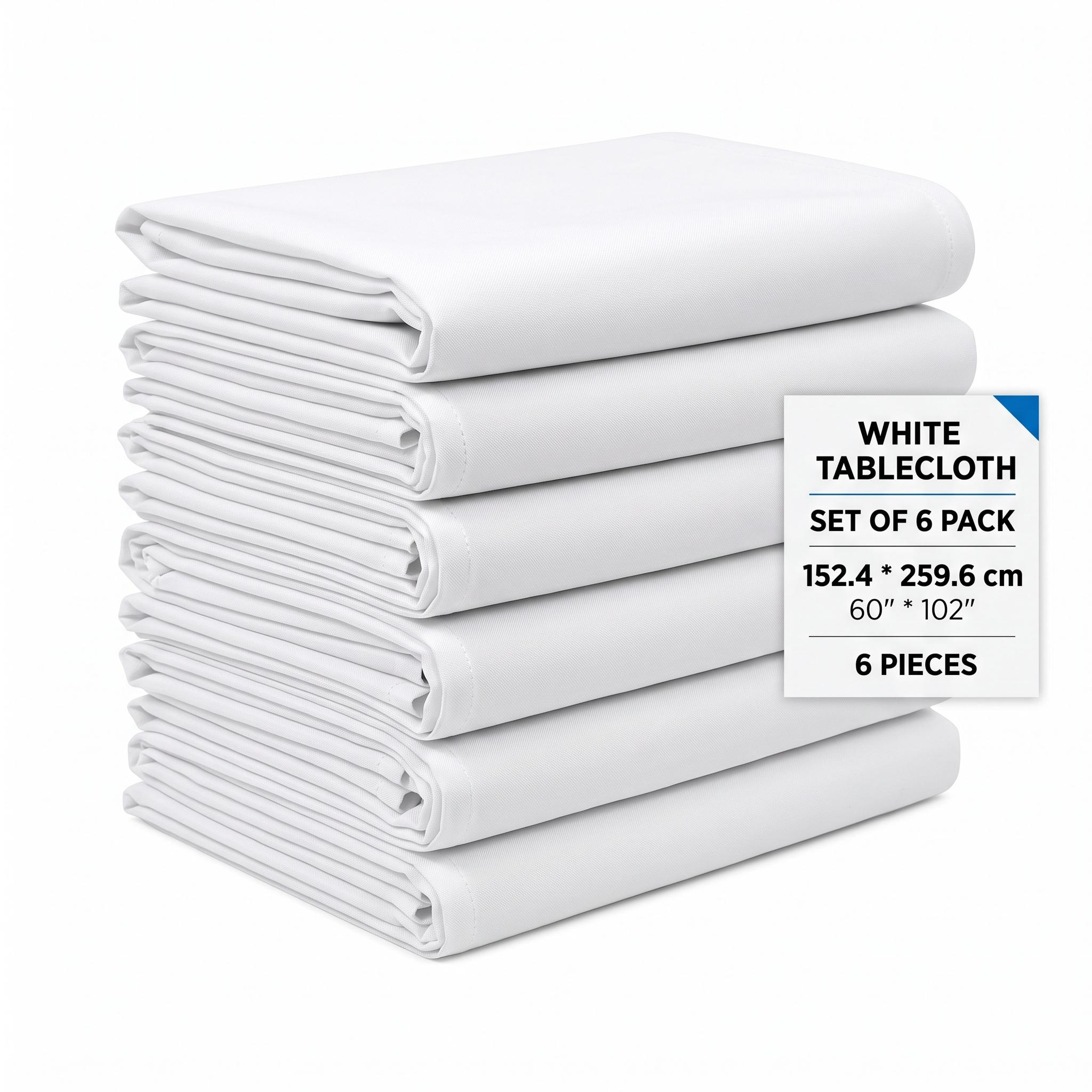 TEMU Lot de 6 nappes rectangulaires blanches - 60 * 102,2 pouces. Convient pour une utilisation en extérieur, , le camping, la décoration de