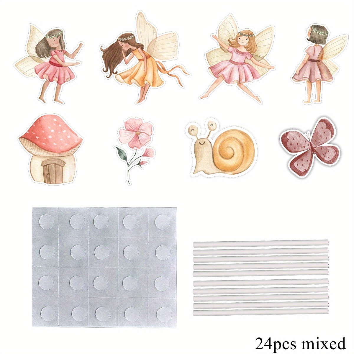 Image of 24pcs Fairy Series Cupcake Topper Cartoon For Paper Topper For Fairy Birthday Party Cake Decoration Supply