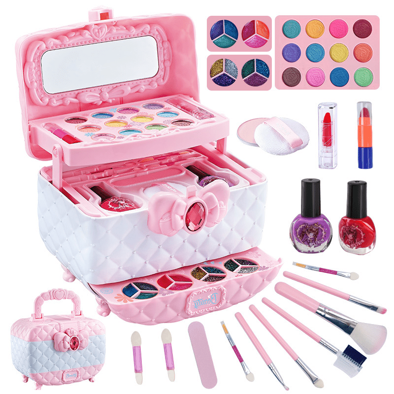 Girls Complete Makeup & Nail Polish Set with Pink Vanity Case - 30+ Colors,  , Brushes & Storage Compartments - Pretend Play Birthday Gift for, Safe Cosmetic Play with Parental  ,   Design, Childfriendly Materials, Young