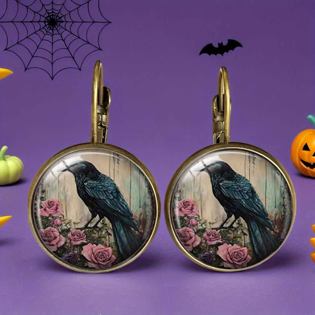 TEMU 1 di Orecchini Gotici con e Rosa, Tema Halloween, Gioielli Romantici e Oscuri, Regalo per San Valentino