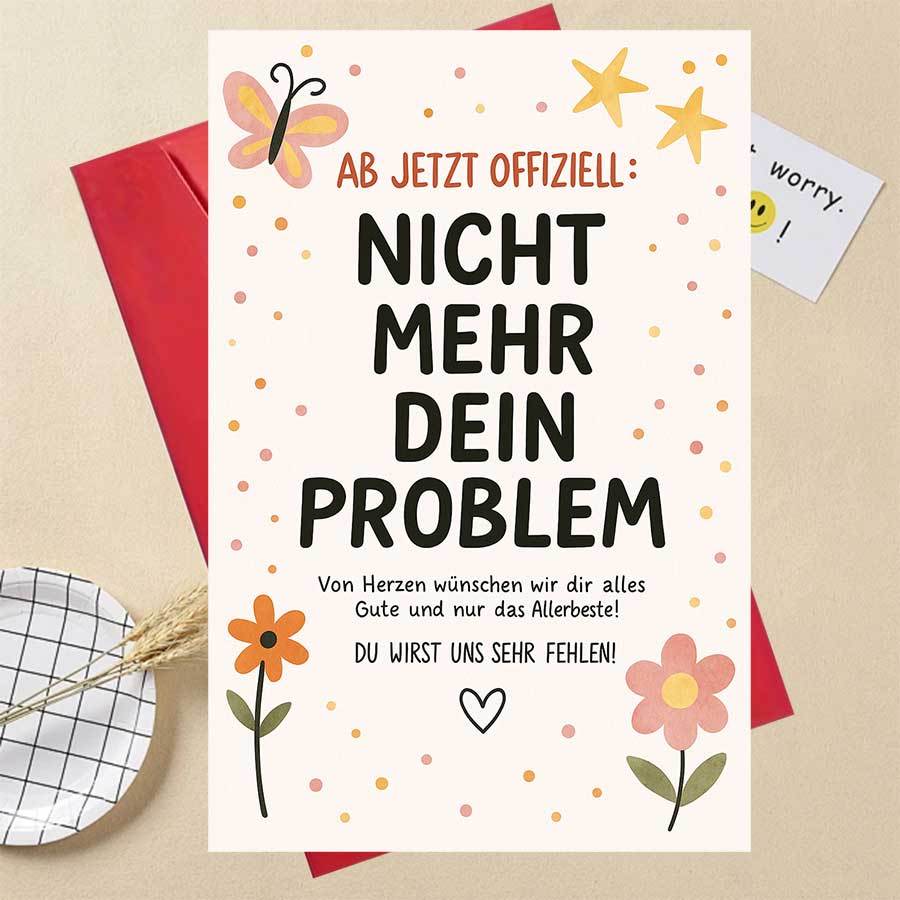 E-shop Eine Einzelne Abschiedskarte, Entworfen für Kollegen, Freunde oder Arbeitskollegen, mit einem Mix aus Humor und herzlichen Gefühlen, Ideal für