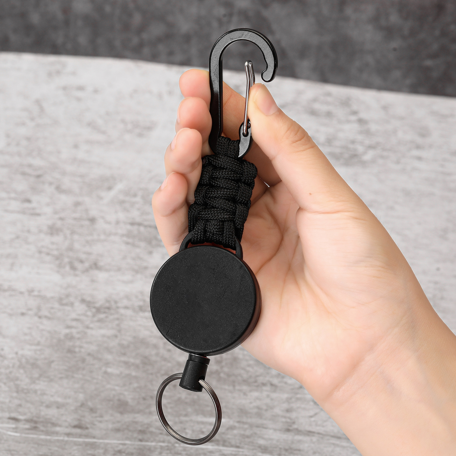 TEMU 1pc High-elastic Automatic Retractable Key Chain, Multifunctional Key Ring Camping Bouncing Anti-lost Line Key Chain, Without Battery