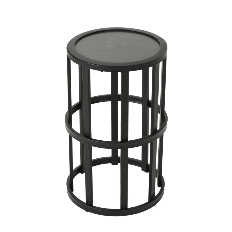 Acacia And Beige Rope Lounge Chair with Ceramic Tile Side Table Set
