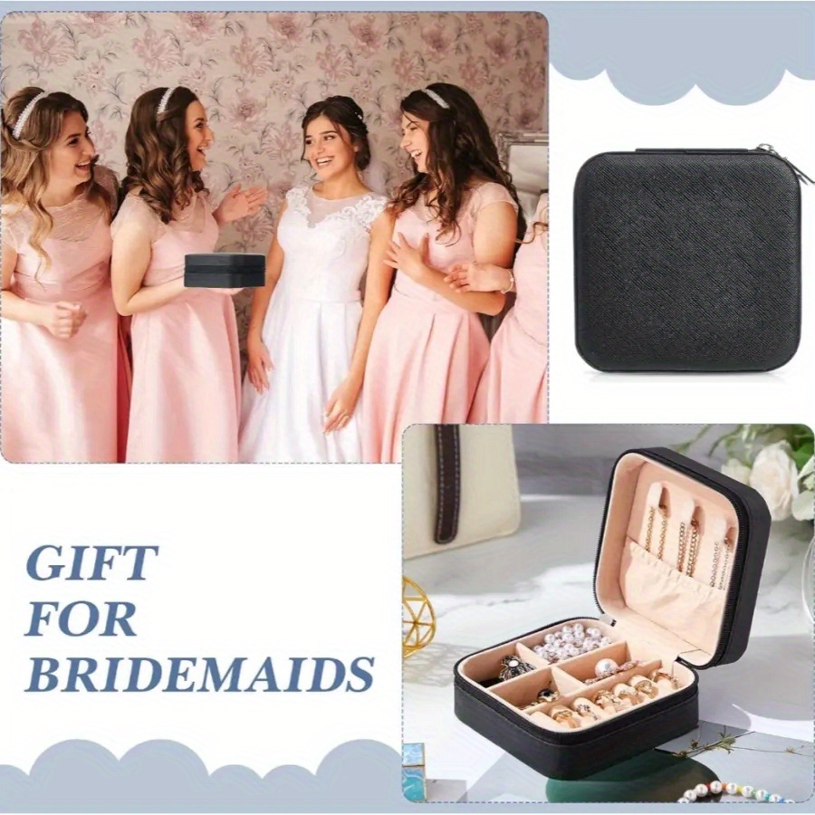   8pcs travel jewelry case bridesmaid gifts box for jewelry storage pu leather portable earring storage box for women bridesmaid proposal gifts perfect gift for valentines day mothers day christmas and graduation season best for christmas   thanksgiving Product details 2