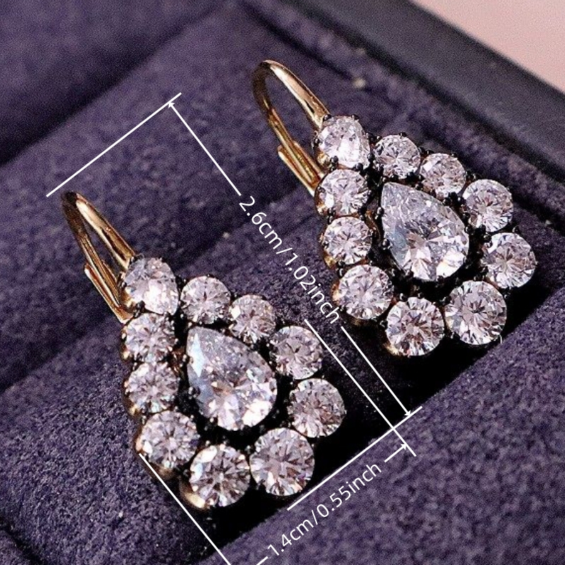 Unique Black Flower Earrings with Shiny Zirconia, Stylish Gift