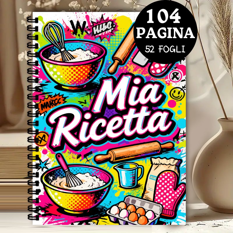 TEMU 1 Libro di Ricette Italiane, 104 da Cucina con Rilegatura a Spirale, Regalo per Chef di Famiglia per Annotare le Ricette Preferite - Design Pop