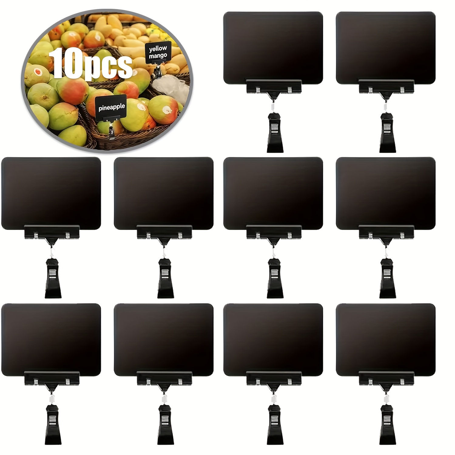 10   plastic blackboard signs with clips 360 adjustable rotating display stand foldable durable blackboard suitable for retail stores offices restaurants and clothing shops tabletop blackboard signage  