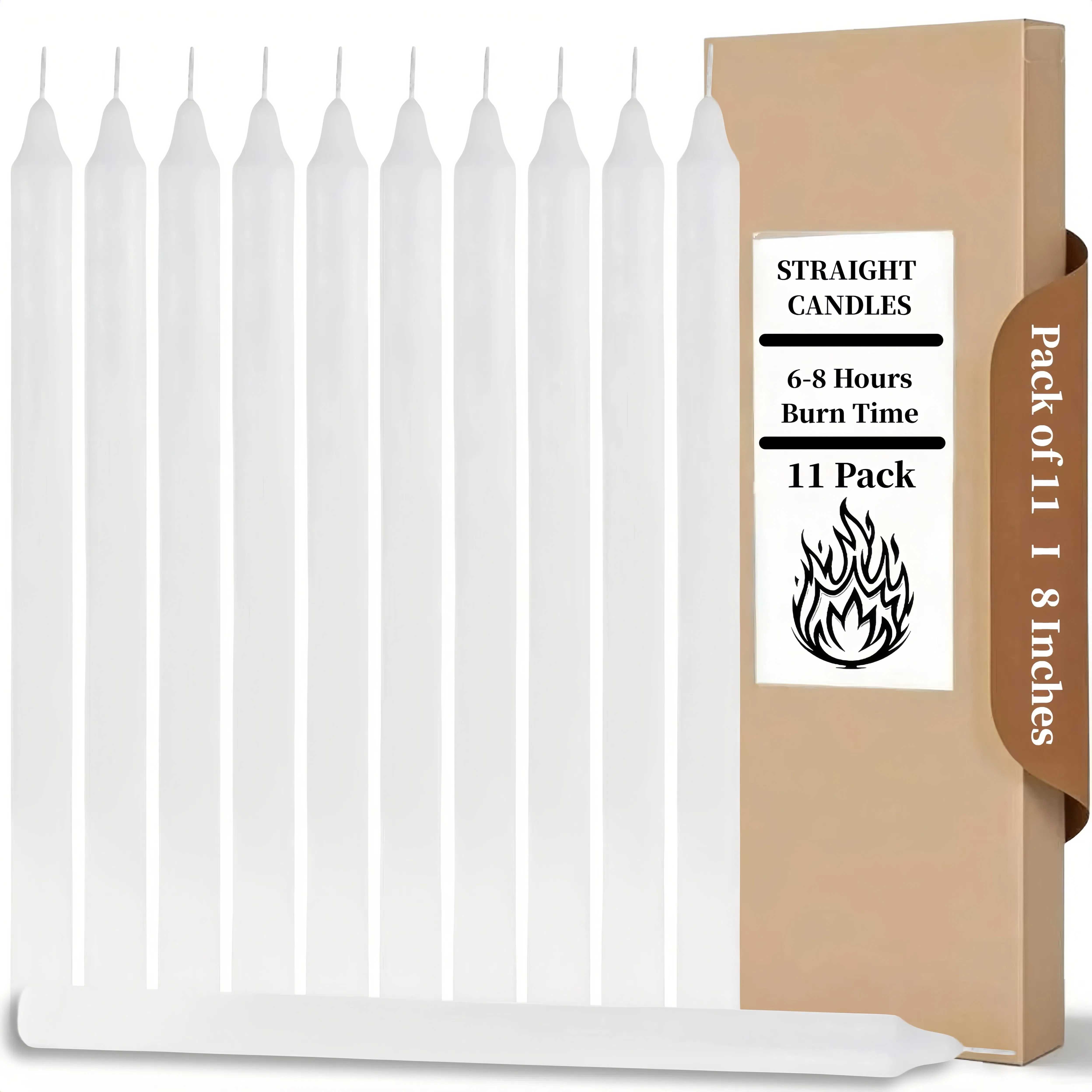 Image of White And Pink Straight Candles Taper Candles Pack Of 11- Inch Unscented Dinner And Table Candles- , , Smokeless Long Candlesticks