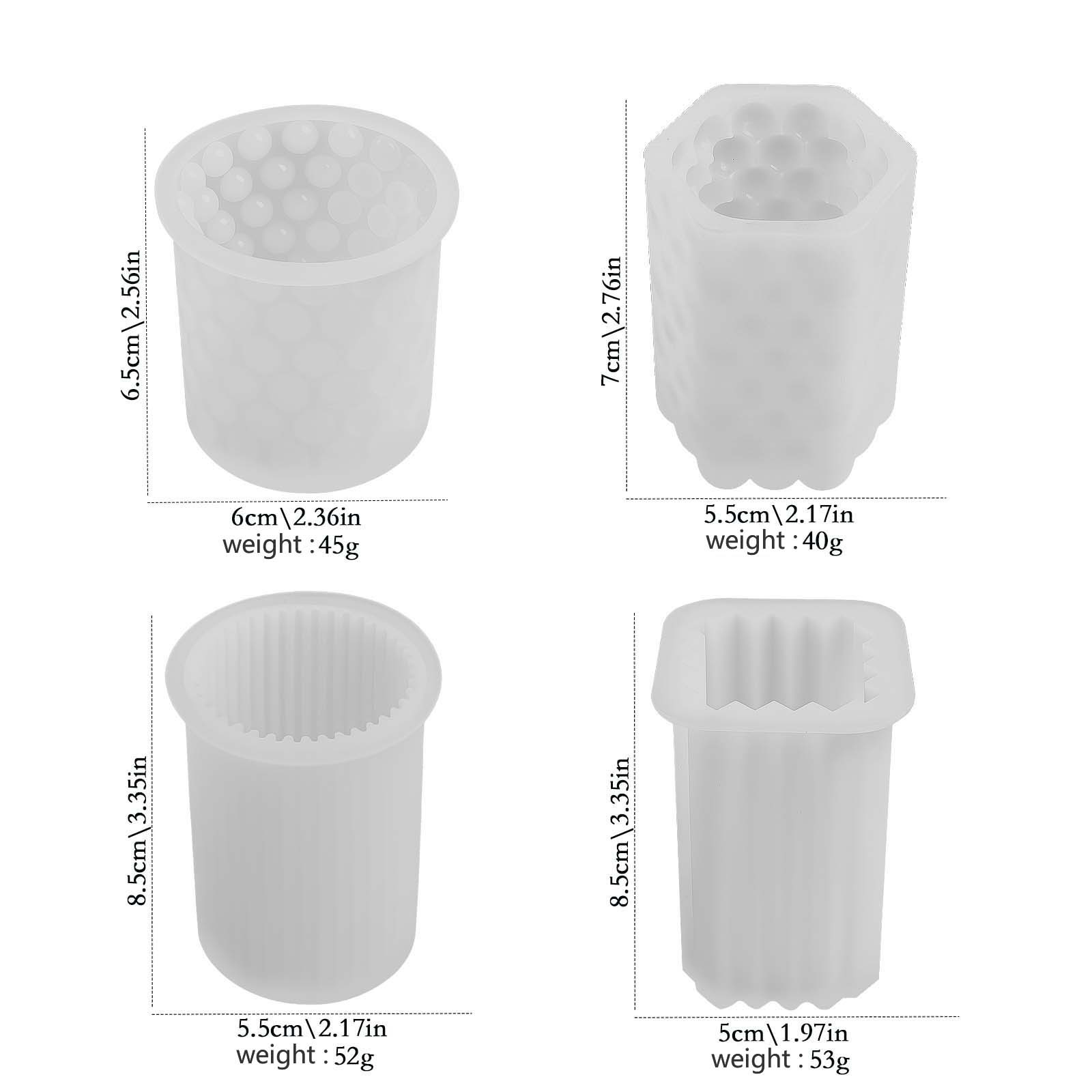 Set Of Silicone Molds For Handmade Christmas Candles | 4 Vintage Textured Column Molds | For Scented Candles For The Holidays