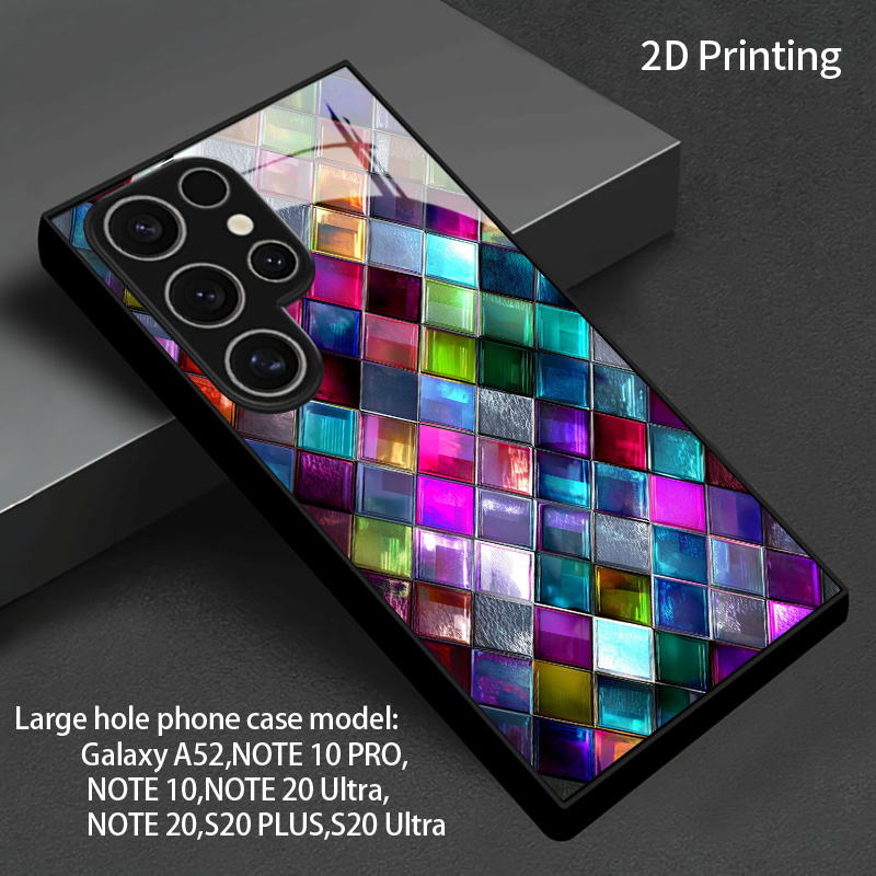 TEMU Phone Case - [2d Flat] Colorful Glass Mosaic Pattern Luxurious Ultra-transparent Tempered Glass Phone Case, Suitable For Galaxy S26, S26 Plus,