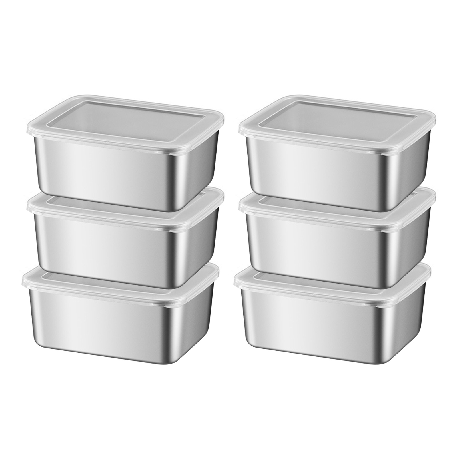 TEMU Set Of 6 Stainless Steel Food Storage Containers - 650ml Airtight Lunch Box Featuring A Lid, Ideal For Organizing And For Picnics, A Great